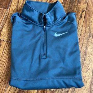 Nike+Dri-Fit 3/4 Zip Long Sleeve Shirt with Thumbholes+Dark Gray+Size Small